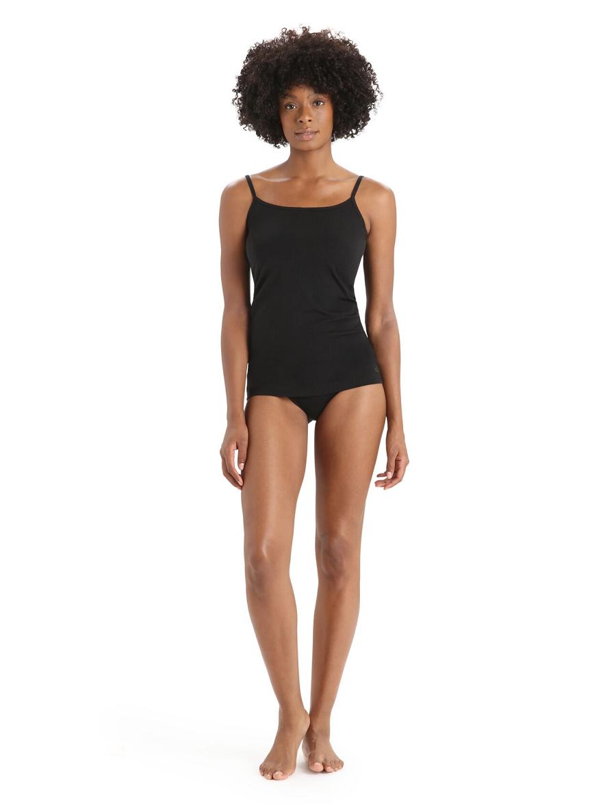 Black Icebreaker Merino Siren Cami Singlet Women's Underwear | AU 1699UZGT